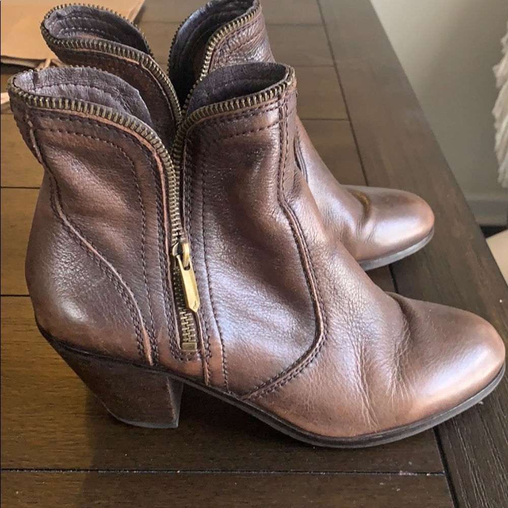 Sam Edelman Brown Zipper Booties